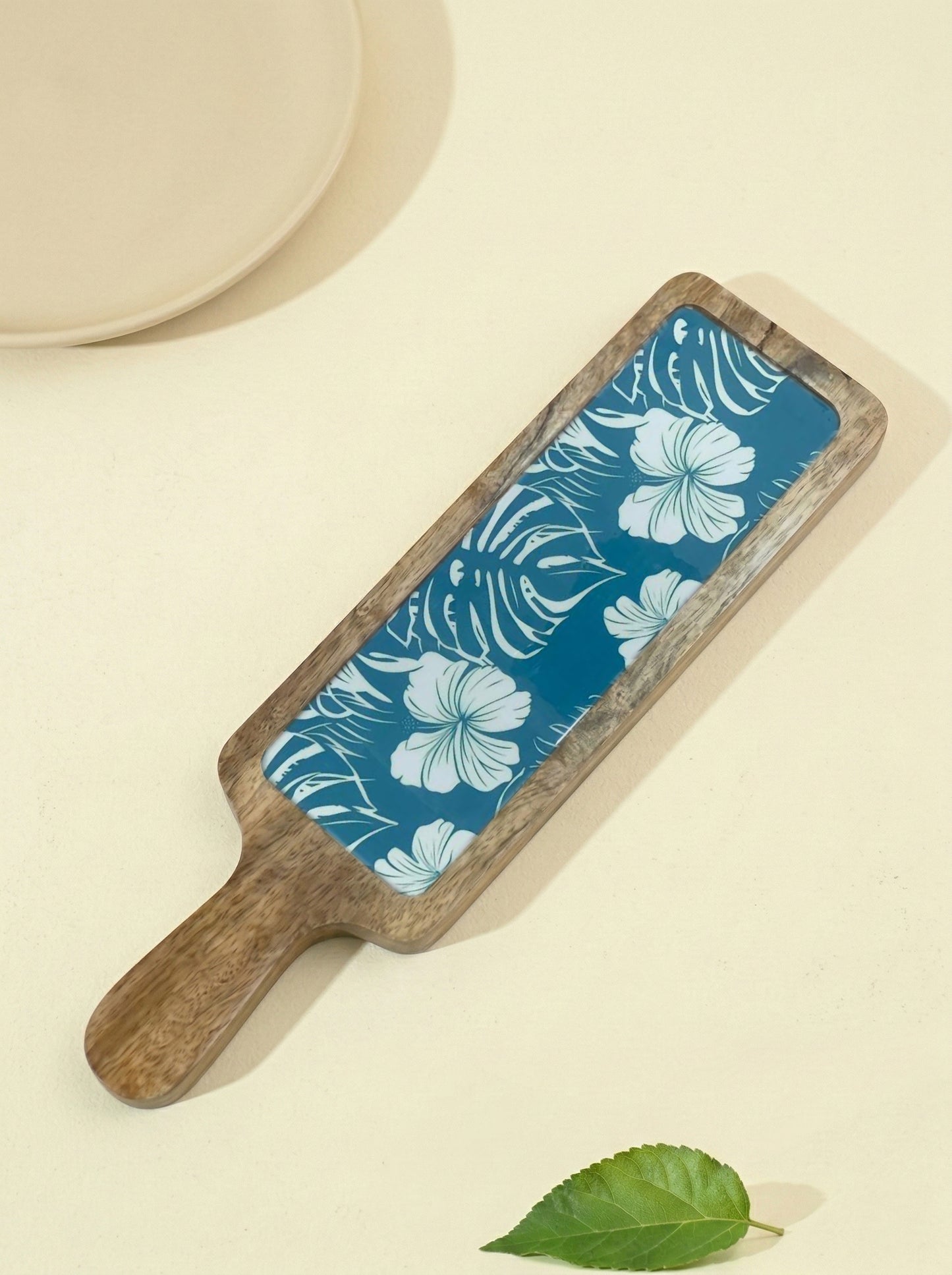 Serving Bat Platter - Blue Flowers
