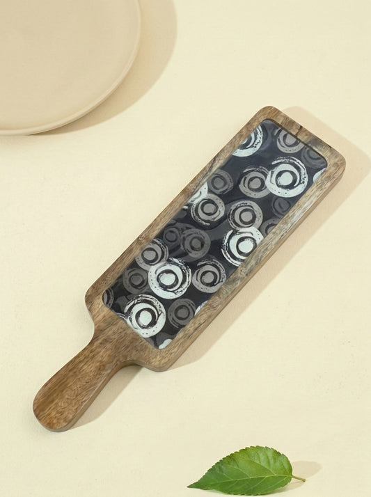 Serving Bat Platter Black Circles